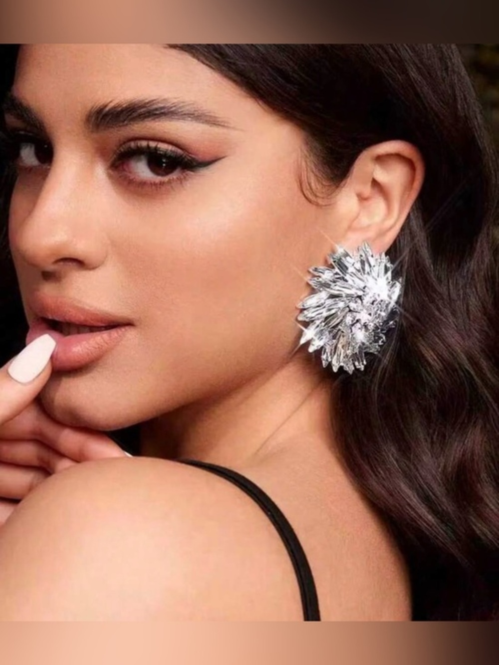 ✨Statement Silver Crystal Cluster Earrings -
